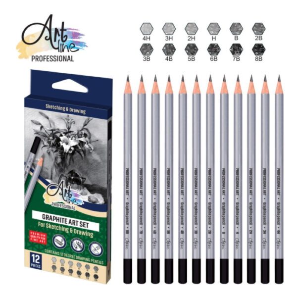 Umjetničke Grafitne Olovke Po Tvrdoći 4H 8B Set 12 Kom Art066